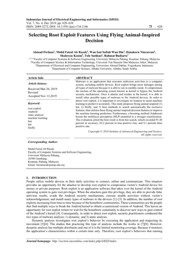 Selecting Root Exploit Features Using Flying Animal-Inspired Decision