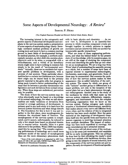 Some Aspects of Developmental Neurology: a Review SAMUELP