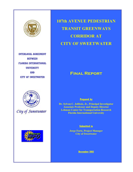 107Th AVENUE PEDESTRIAN TRANSIT GREENWAYS CORRIDOR at CITY of SWEETWATER