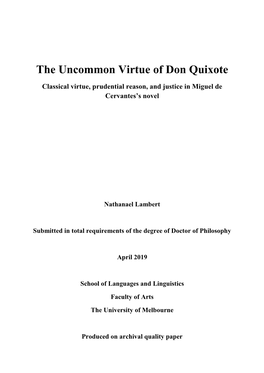 The Uncommon Virtue of Don Quixote