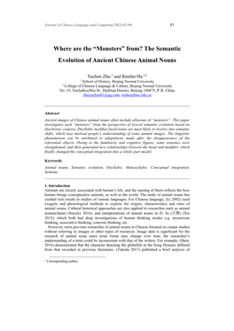 The Semantic Evolution of Ancient Chinese Animal Nouns