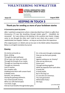 Keeping in Touch 3 Volunteering Newsletter