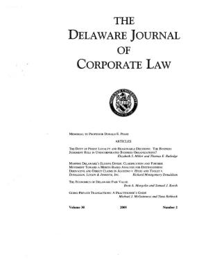 THE DELAWARE Journal of CORPORATE LAW