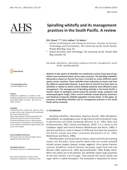 Spiralling Whitefly and Its Management Practices in the South Pacific