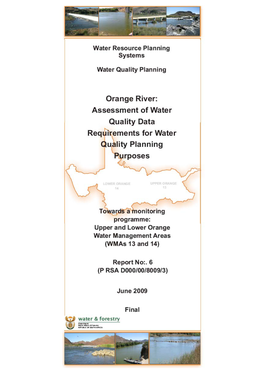 Orange River: Assessment of Water Quality Data Requirements for Water Quality Planning Purposes