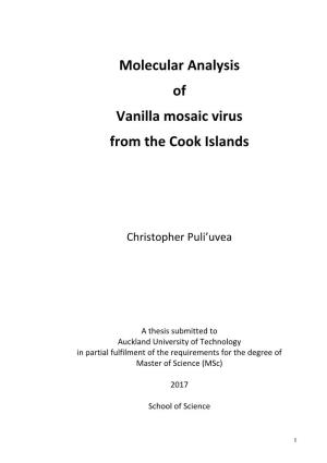 Molecular Analysis of Vanilla Mosaic Virus from the Cook Islands