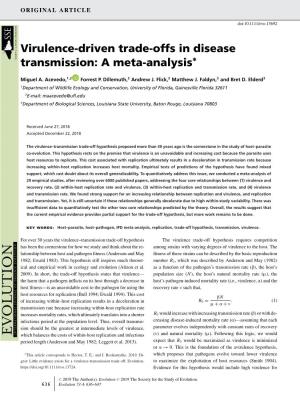 Virulence-Driven Trade-Offs in Disease Transmission: a Meta-Analysis