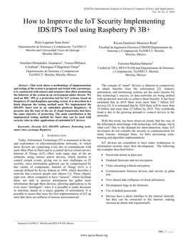 How to Improve the Iot Security Implementing IDS/IPS Tool Using Raspberry Pi 3B+