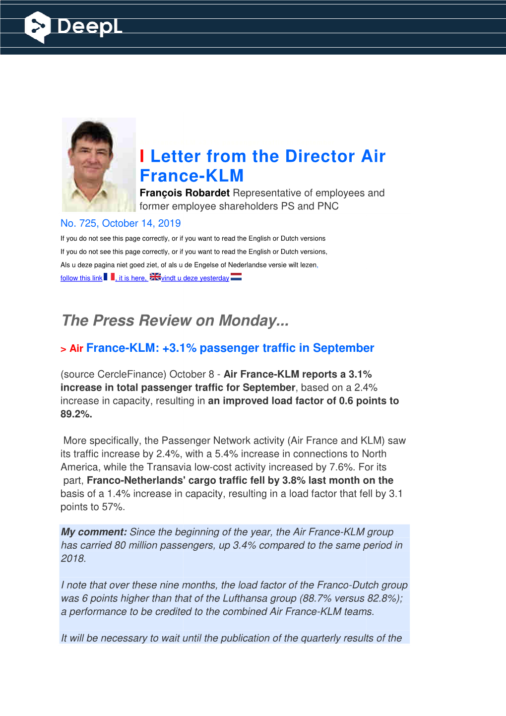 Letter from the Director Air France-KLM