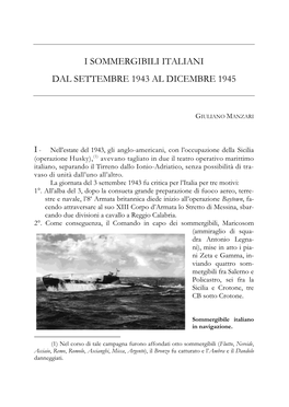 I Sommergibili Italiani Dal Settembre 1943 Al Dicembre 1945