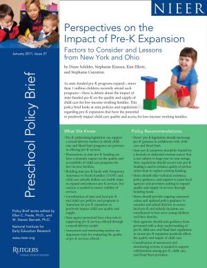 Perspectives on the Impact of Pre-K Expansion