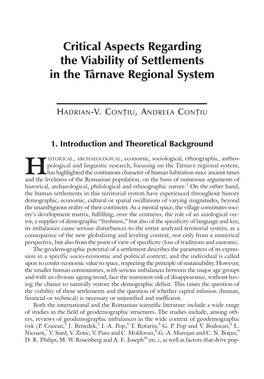 Critical Aspects Regarding the Viability of Settlements in the Târnave Regional System