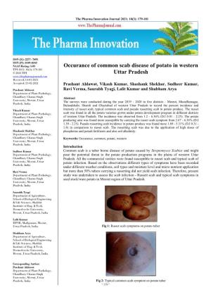 Occurance of Common Scab Disease of Potato in Western Uttar Pradesh