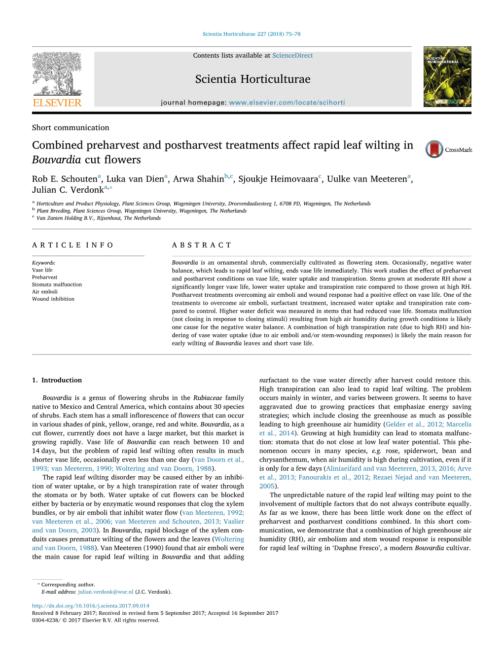 Short Communicationcombined Preharvest and Postharvest