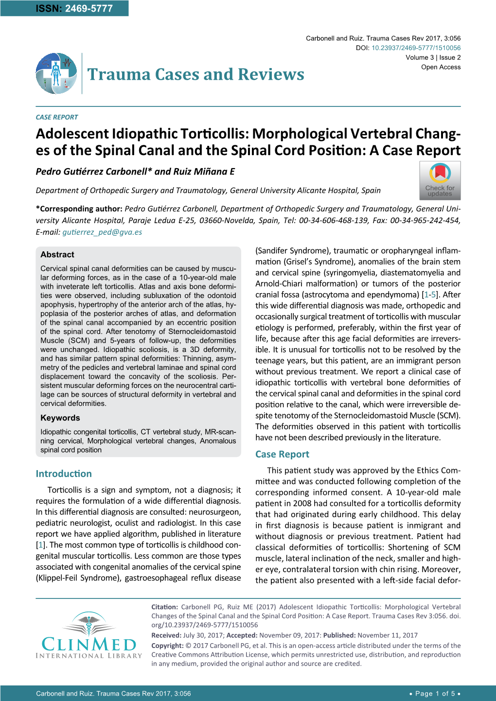 Adolescent Idiopathic Torticollis: Morphological Vertebral Changes of the Spinal Canal and the Spinal Cord Position: a Case Report