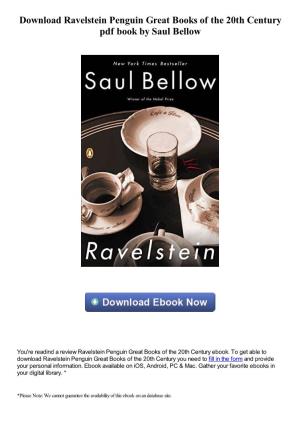 Download Ravelstein Penguin Great Books of the 20Th Century Pdf Book by Saul Bellow