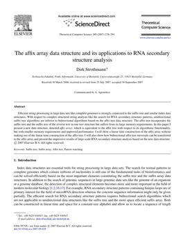 The Affix Array Data Structure and Its Applications to RNA Secondary