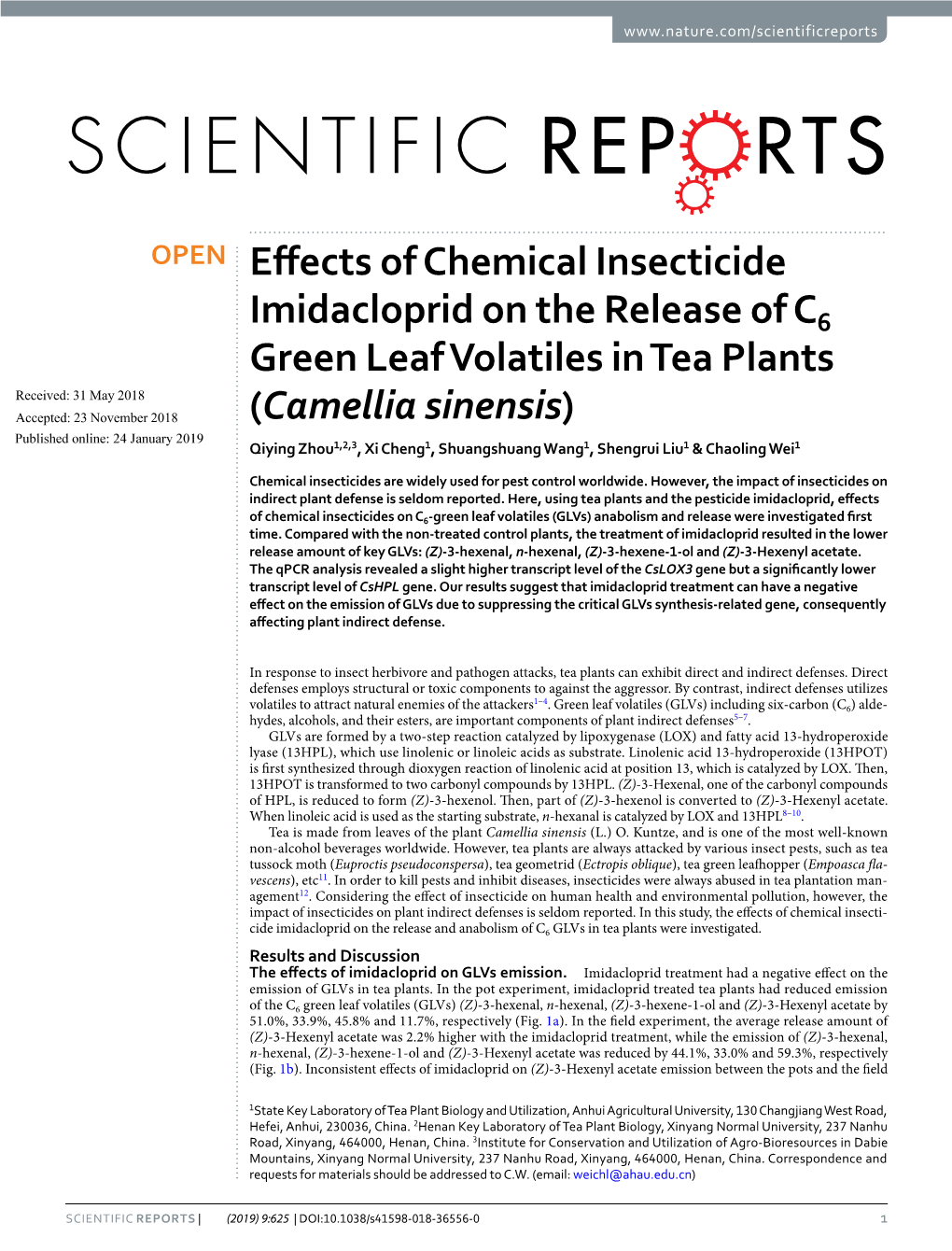 Effects of Chemical Insecticide Imidacloprid on the Release of C6