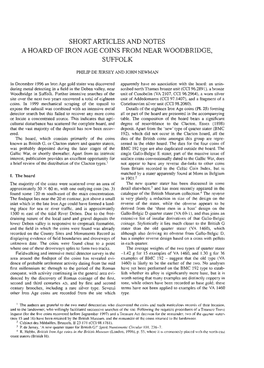 Short Articles and Notes a Hoard of Iron Age Coins from Near Woodbridge, Suffolk Philip De Jersey and John Newman