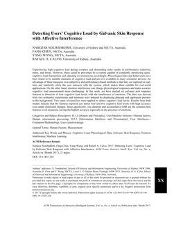 Detecting Cognitive Load by GSR with Affective Interference