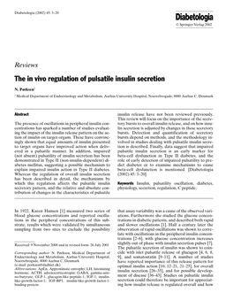 The in Vivo Regulation of Pulsatile Insulin Secretion