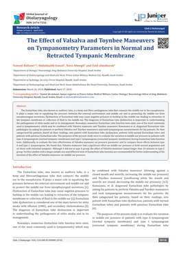 The Effect of Valsalva and Toynbee Maneuvers on Tympanometry Parameters in Normal and Retracted Tympanic Membrane