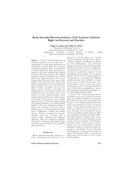 Rocky Intertidal Macroinvertebrates of the Southern California Bight: an Overview and Checklist