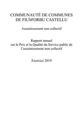 Rapport Annuel Sur Le Prix Et La Qualité Du Service Public D'assainissement