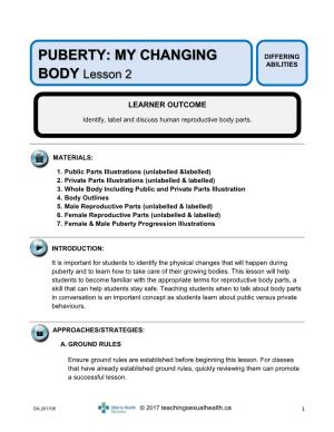PUBERTY: MY CHANGING BODY Lesson 2
