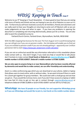 WDSG Keeping in Touch Newsletter, Issue 9