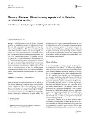 Memory Blindness: Altered Memory Reports Lead to Distortion in Eyewitness Memory