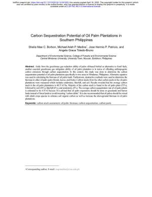 Carbon Sequestration Potential of Oil Palm Plantations in Southern Philippines