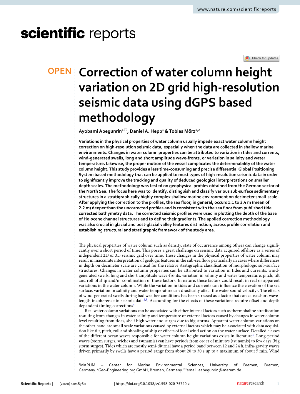 Correction of Water Column Height Variation on 2D Grid High-Resolution