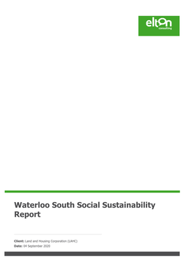 Waterloo South Social Sustainability Report