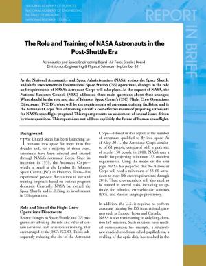 The Role and Training of NASA Astronauts in the Post-Shuttle Era
