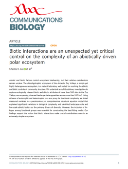 Biotic Interactions Are an Unexpected Yet Critical Control on the Complexity of an Abiotically Driven Polar Ecosystem