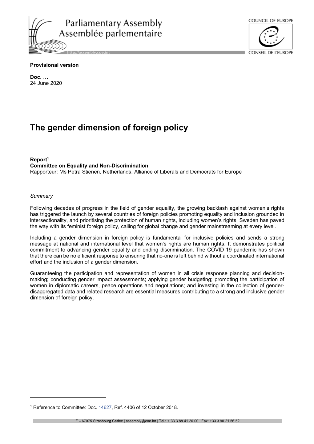 The Gender Dimension of Foreign Policy