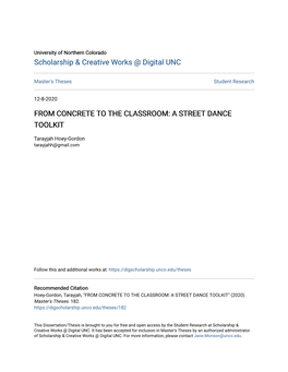 A Street Dance Toolkit