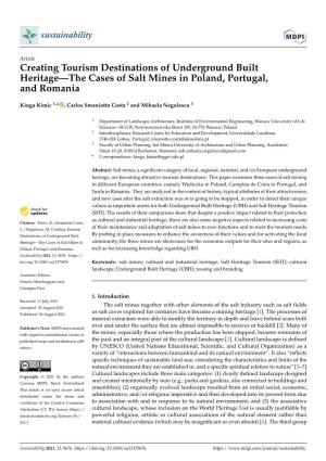 Creating Tourism Destinations of Underground Built Heritage—The Cases of Salt Mines in Poland, Portugal, and Romania