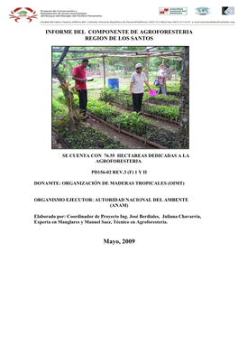 Informe Del Componente De Agroforesteria Region De Los Santos