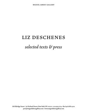 Liz Deschenes Selected Texts & Press