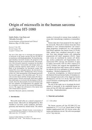 Origin of Microcells in the Human Sarcoma Cell Line HT-1080