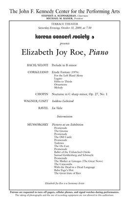 Elizabeth Joy Roe, Piano
