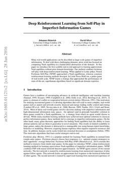 Deep Reinforcement Learning from Self-Play in Imperfect-Information Games