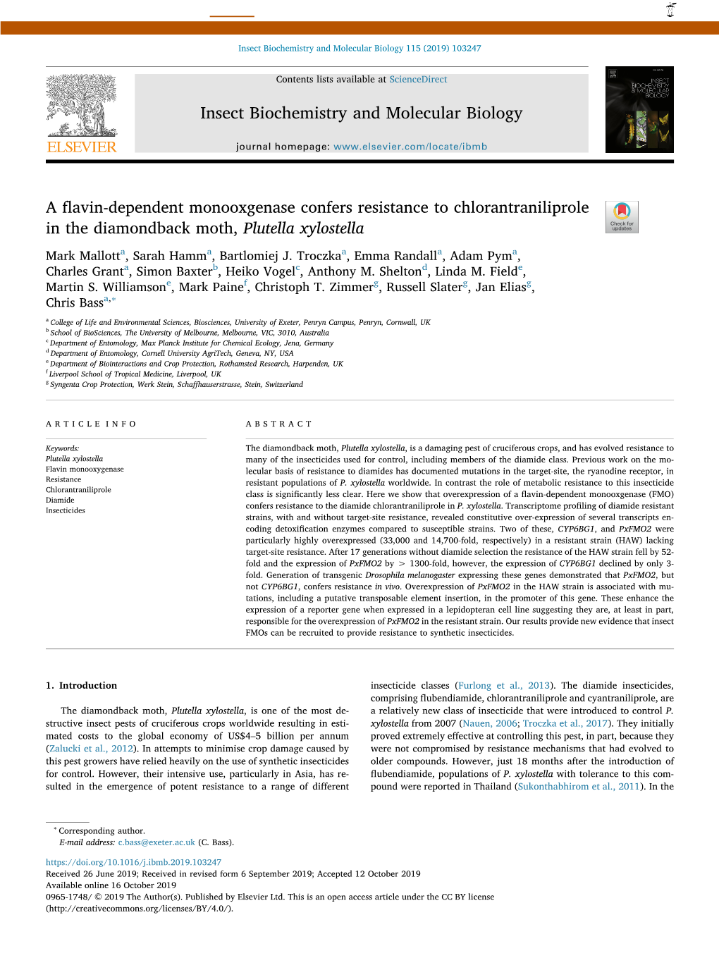 A Flavin-Dependent Monooxgenase Confers Resistance To