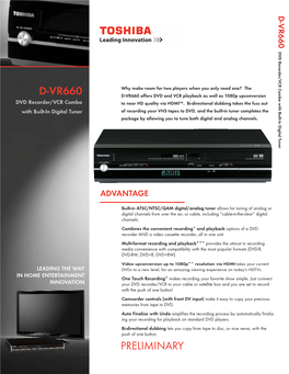 VCR/DVD Player/Recorder Brochure