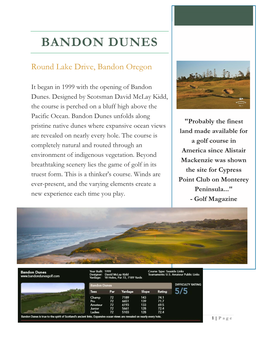 Golf Course Descriptions