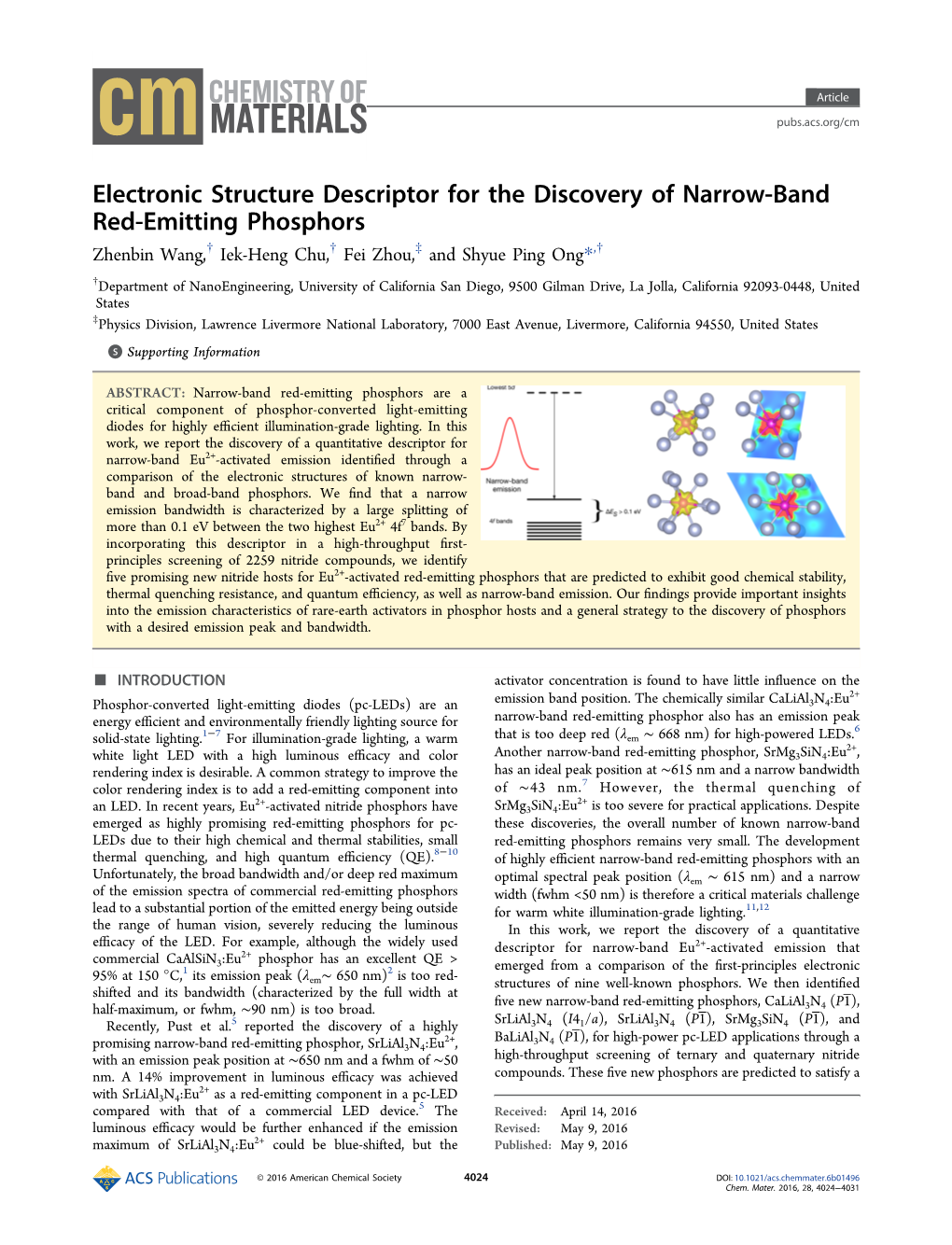 Electronic Structure Descriptor for the Discovery of Narrow-Band Red