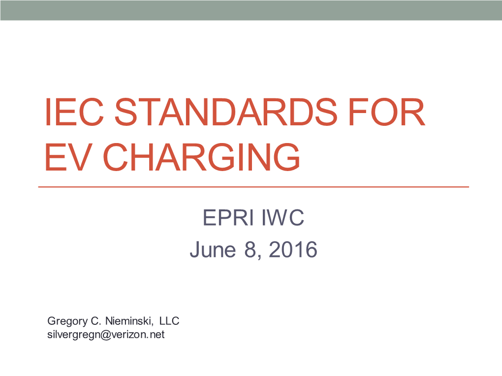 Iec Standards for Ev Charging