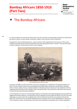 Bombay Africans 1850-1910 (Part Two)